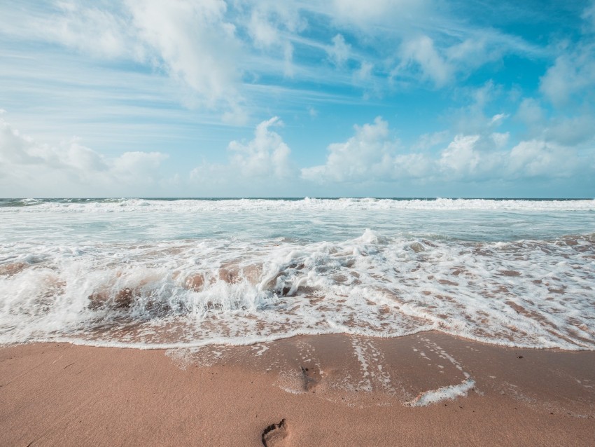 Ocean Surf Foam Sand Traces Waves Background