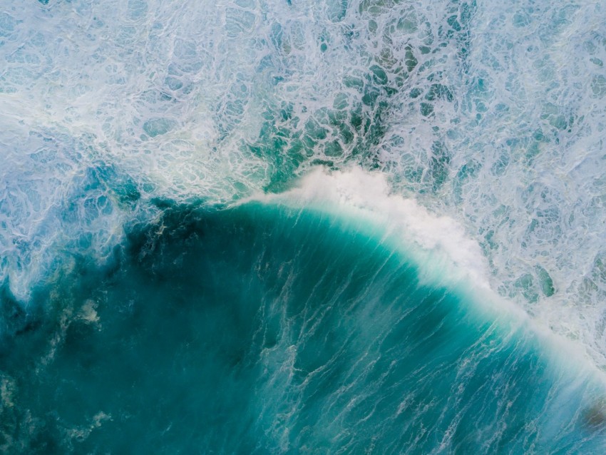 ocean, waves, aerial view, water, surface