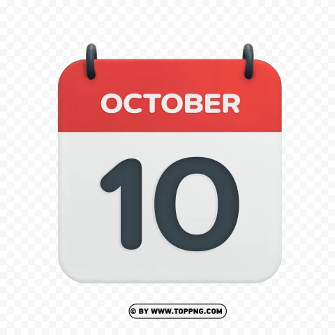 October 10th Vector Calendar Icon In Hd For Date PNG Transparent Background