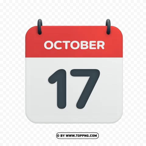 October 17th Hd Vector Calendar Date Icon PNG Transparent Background