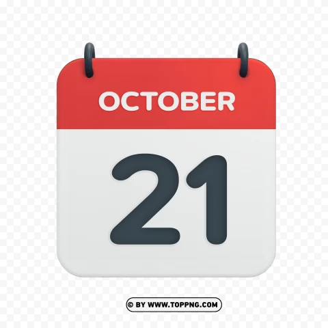 October 21st Date Vector Calendar Icon In Hd PNG Transparent Background