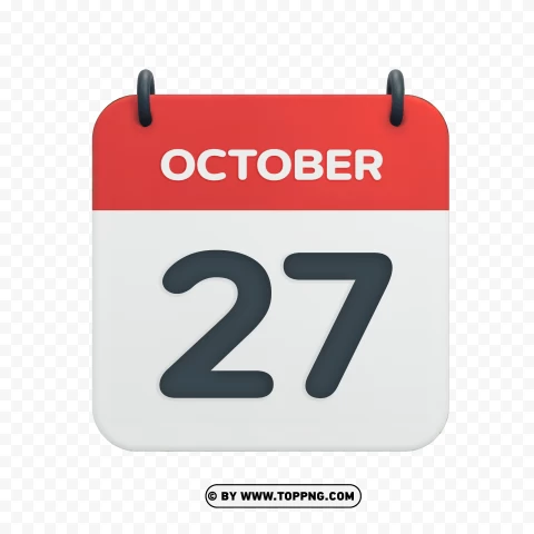 October 27th Date Vector Calendar Icon In Hd PNG Transparent Background