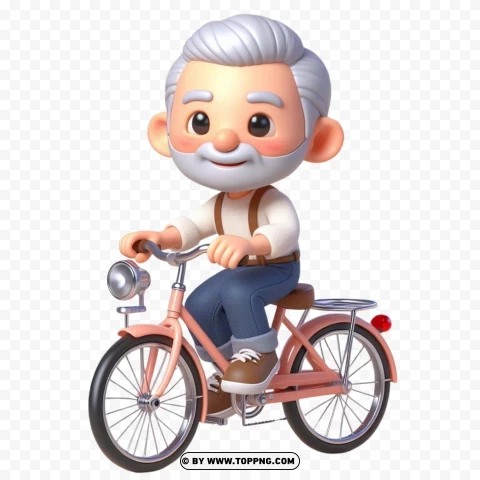 3D old man, 3D character,Riding,character,  cartoon,  senior,  elderly