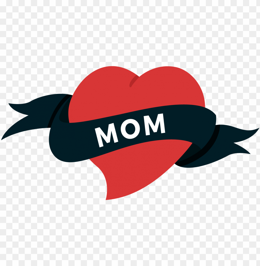 Old School Heart Swallow Tattoo - Love Mom Tattoo PNG Transparent Background