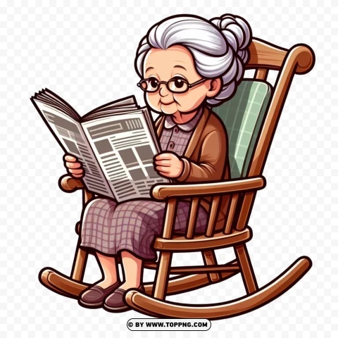 illustration character,  Old Woman, reader,character,   cartoon,   senior,   elderly