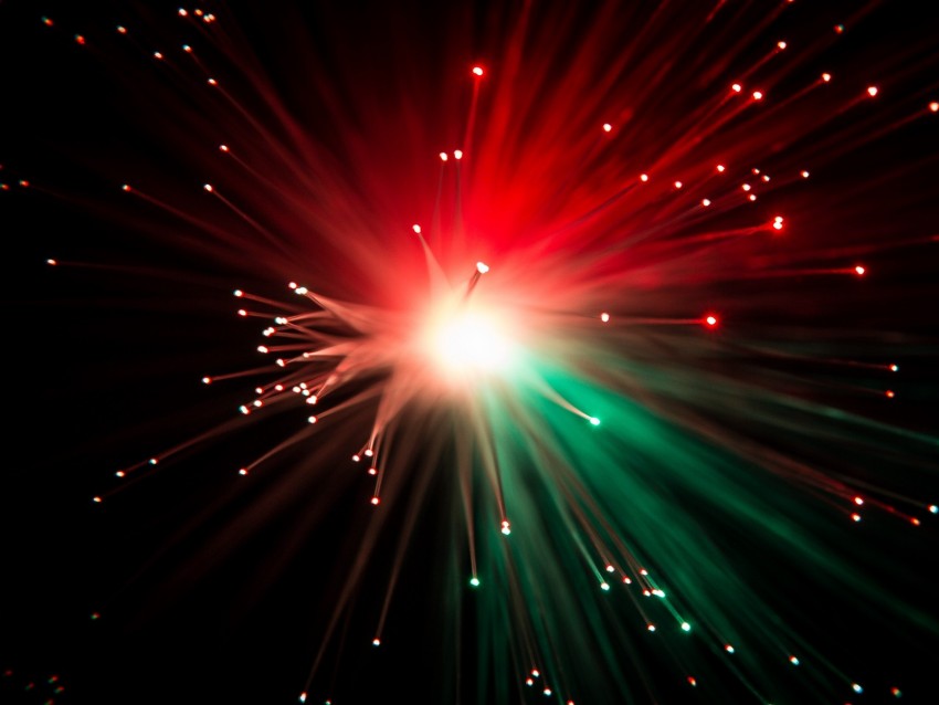 optical fiber, sparks, glitter, light, rays