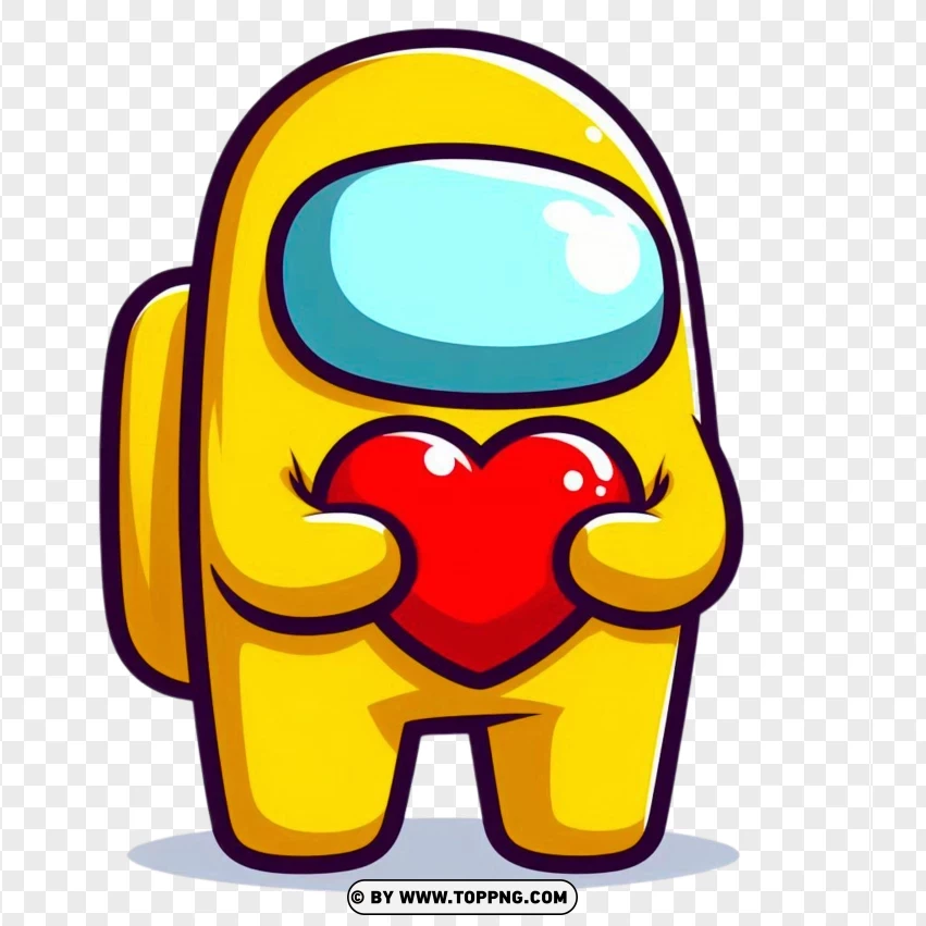 Among Us Character,  Yellow Among Us,valentine,illustration,  cartoon,  among us,  game