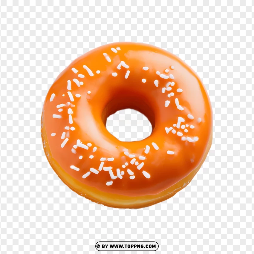 Orange Frosted Donut With White Sprinkles PNG Transparent Background