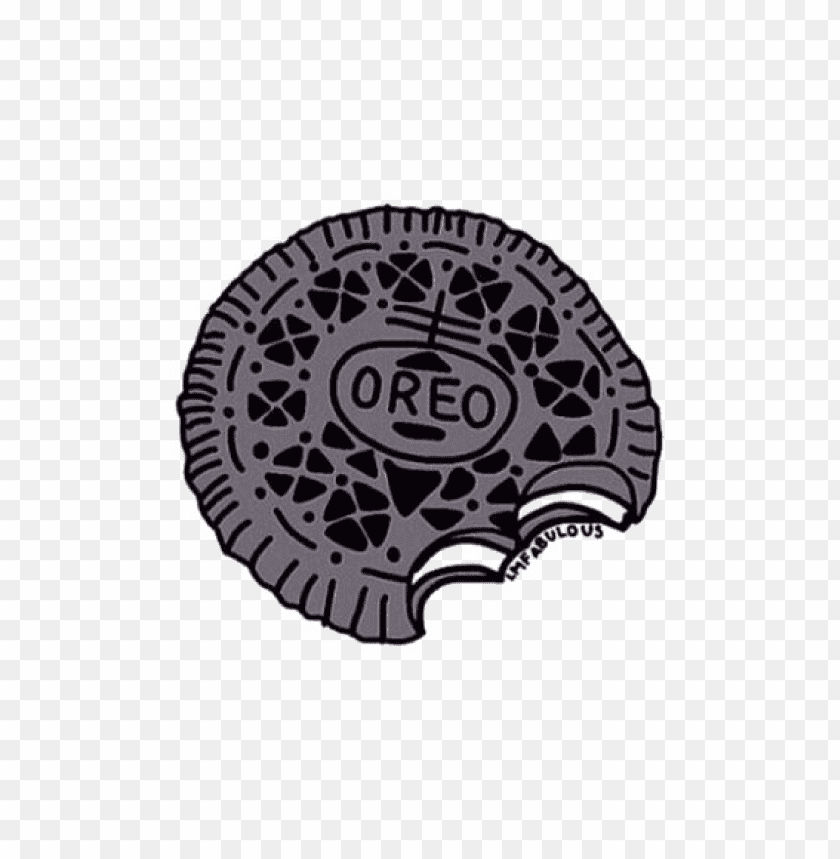 Illustration of an Oreo cookie with a bite taken out PNG