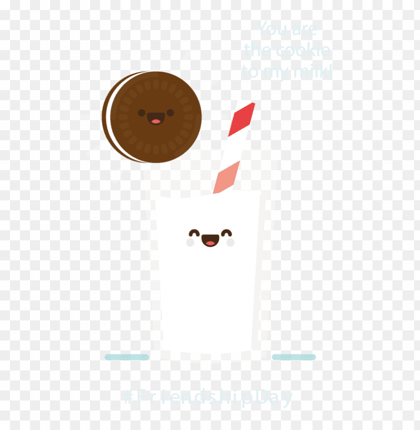 Cute milkshake with a cookie, celebrating friendship with a cheerful message PNG