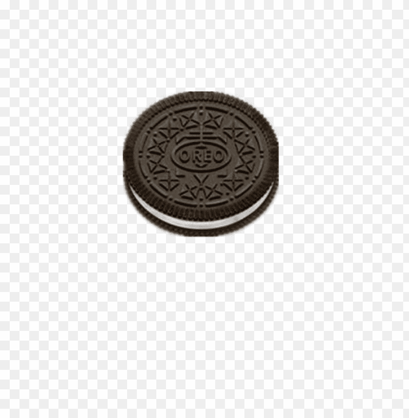 An Oreo cookie with a detailed embossed design on the surface PNG