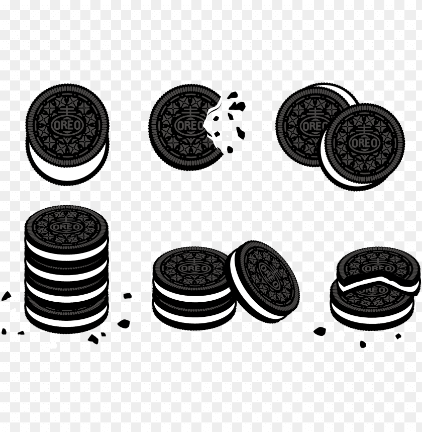 Collection of Oreo cookies in various arrangements and configurations PNG