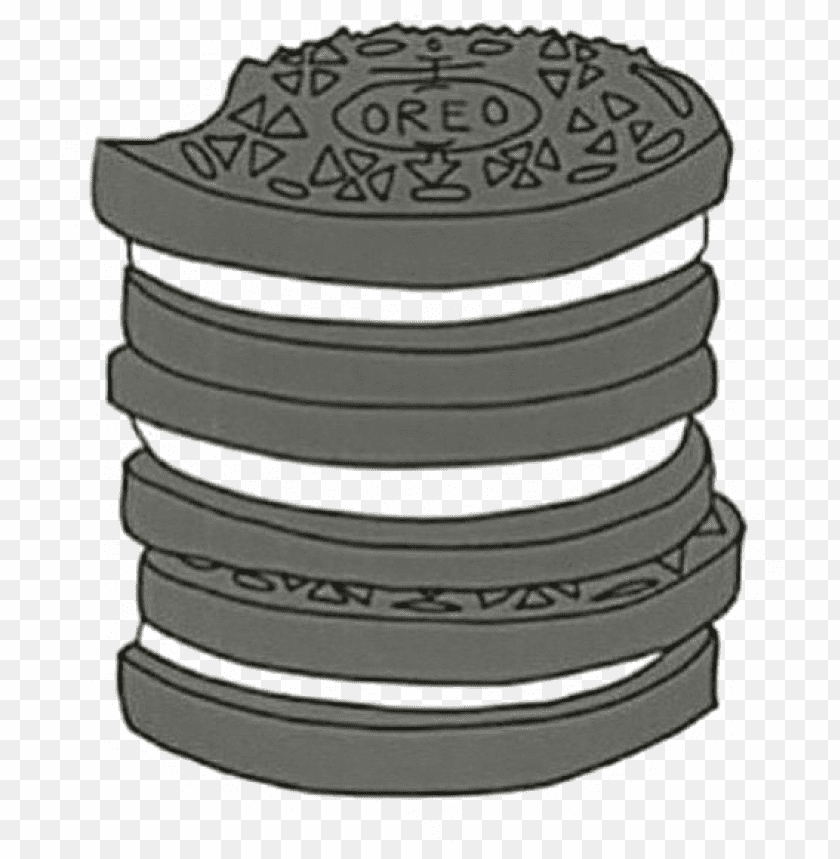 Stack of Oreo cookies with a bite taken out of the top cookie PNG