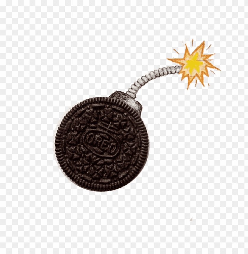 An Oreo cookie with a bomb fuse and spark, symbolizing a fun explosio PNG