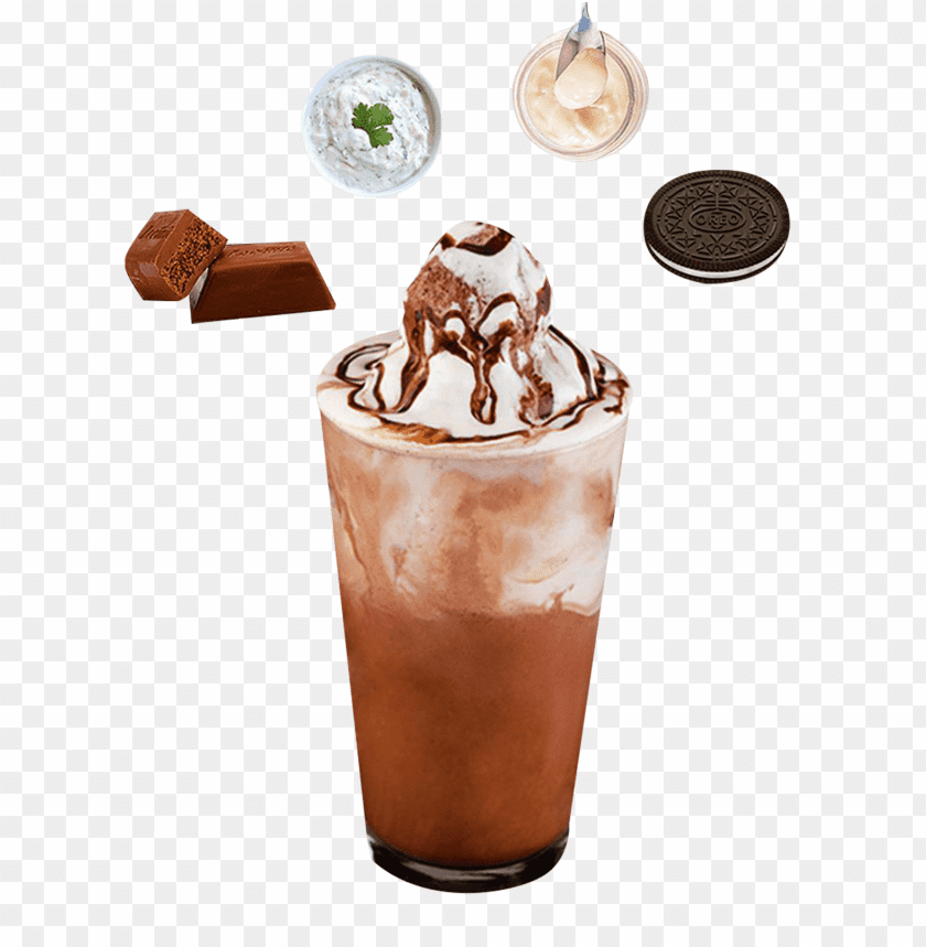 Delicious chocolate milkshake topped with whipped cream and drizzled chocolate PNG