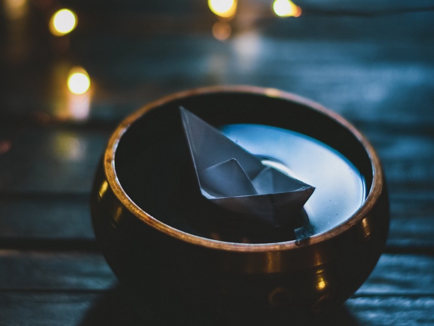 origami, boat, bowl, water