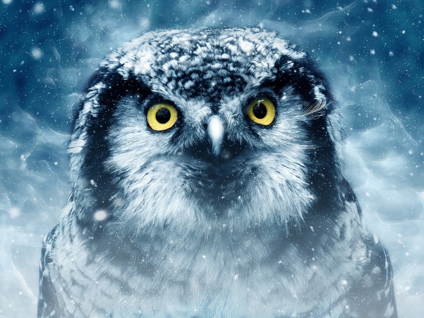 Owl Bird Eyes Looks Closeup Predator Wildlife Background