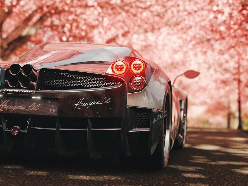 Pagani Huayra Pagani Sports Car Supercar Sakura Rear View Background