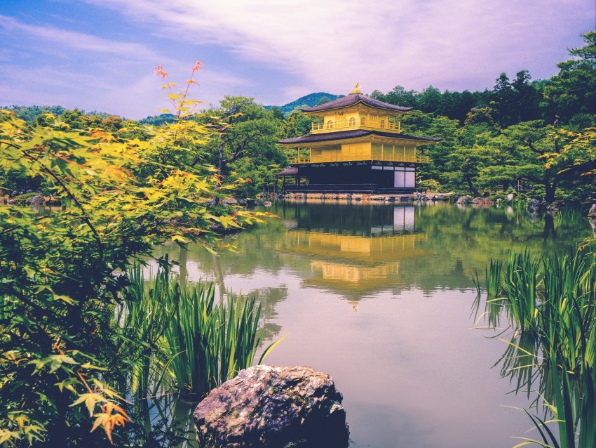 pagoda, lake, architecture, building, temple, oriental