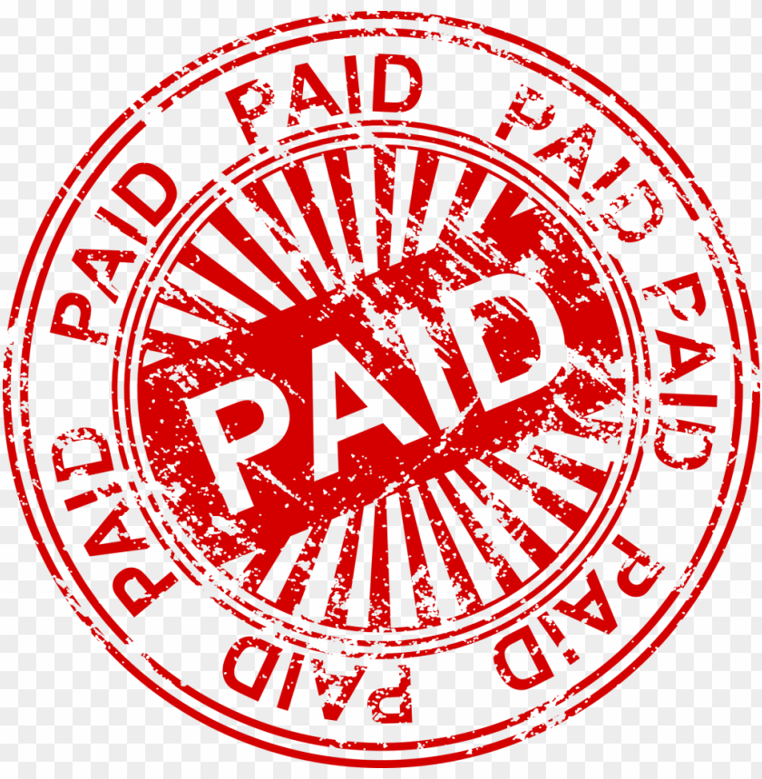 Red stamp with the word 'PAID' prominently displayed PNG