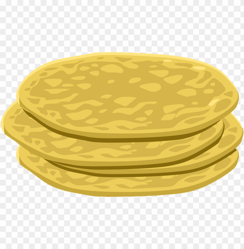 Three golden pancakes stacked on each other with a textured surface.