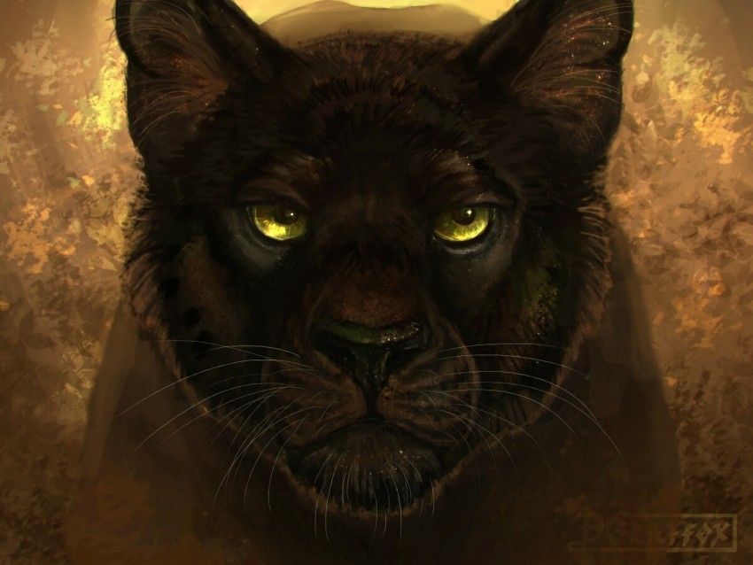 Panther Black Predator Glance Art Background