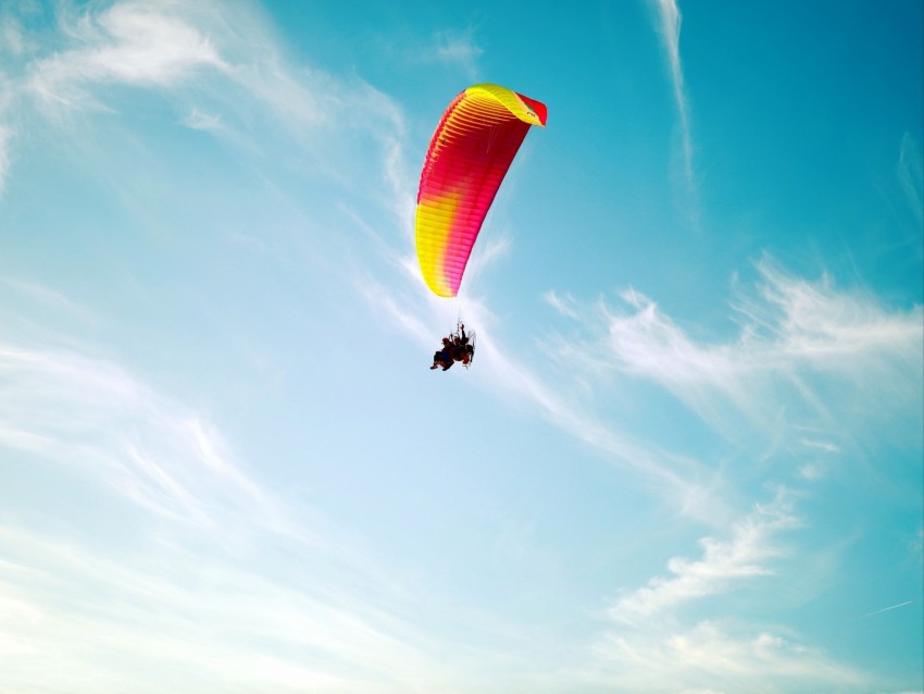 parachute, flight, extreme, sky, height