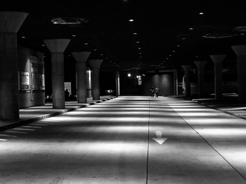 parking, dark, bw, architecture, underground