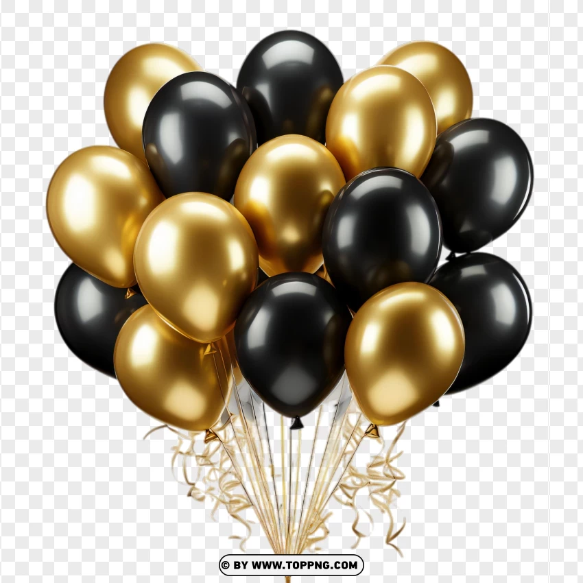 Party Balloons With Golden Design Photo PNG Transparent Background