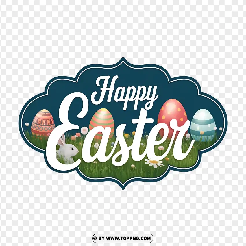 Retro Styled Happy Easter Text PNG Transparent Background