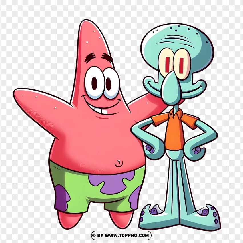 Patrick Star And Squidward Side By Side PNG Transparent Background