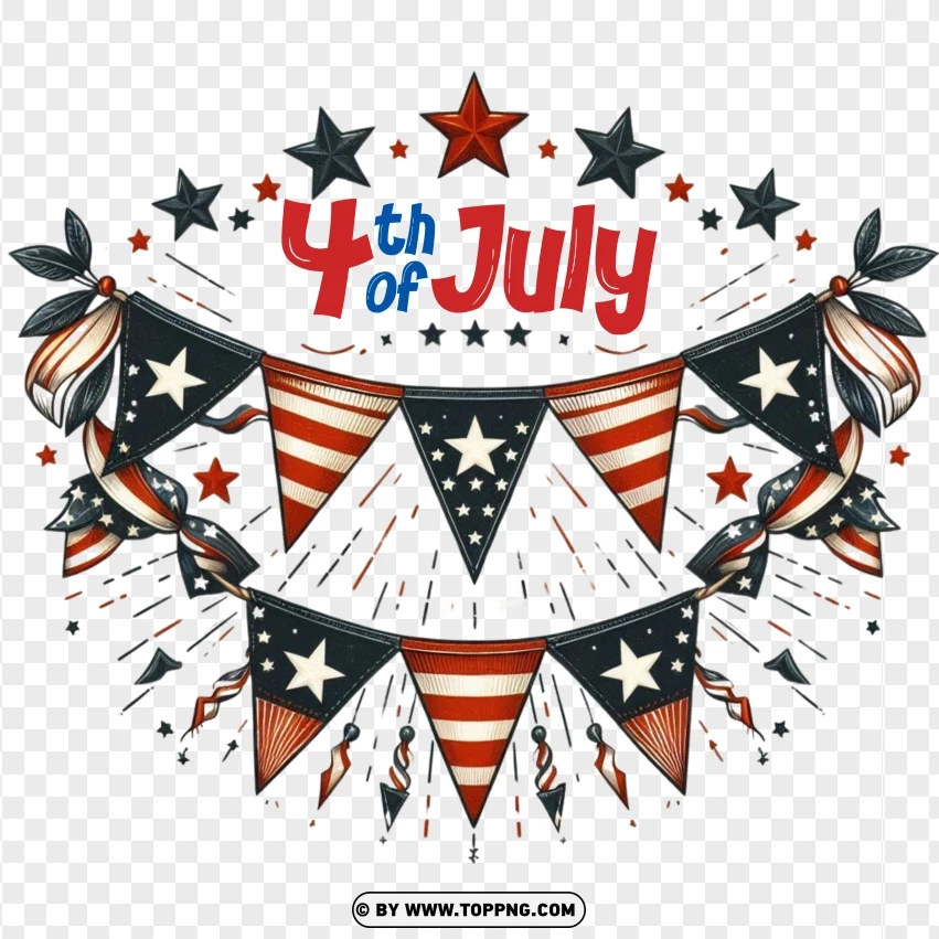 Patriotic 4th Of July Banner With Stars And Stripes Design PNG Transparent Background