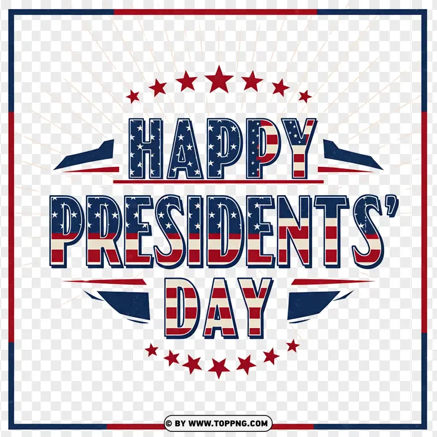 Happy Presidents Day Circular Stars Design PNG Transparent Background