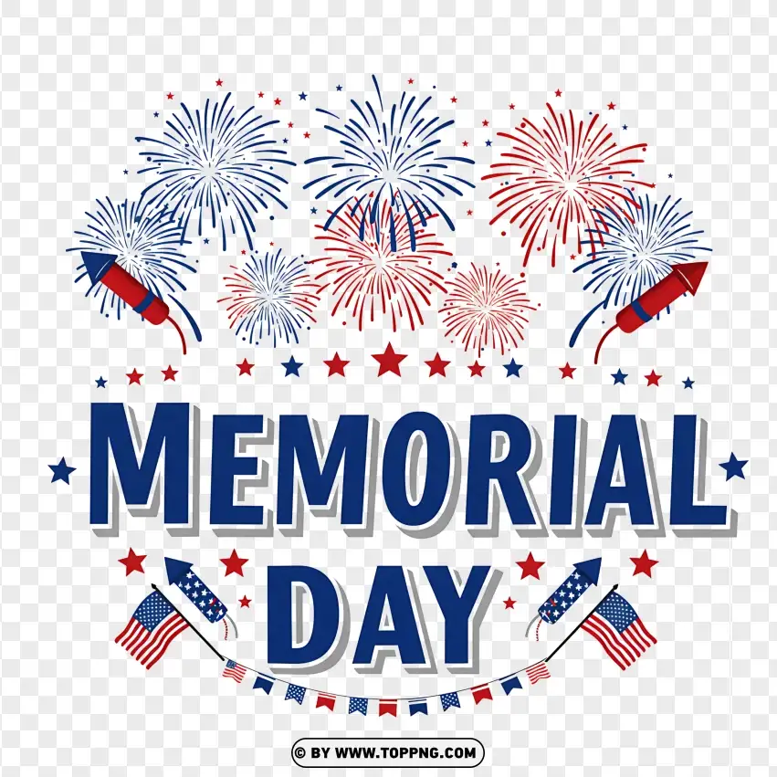 Memorial Day With Fireworks And Stars Design PNG Transparent Background