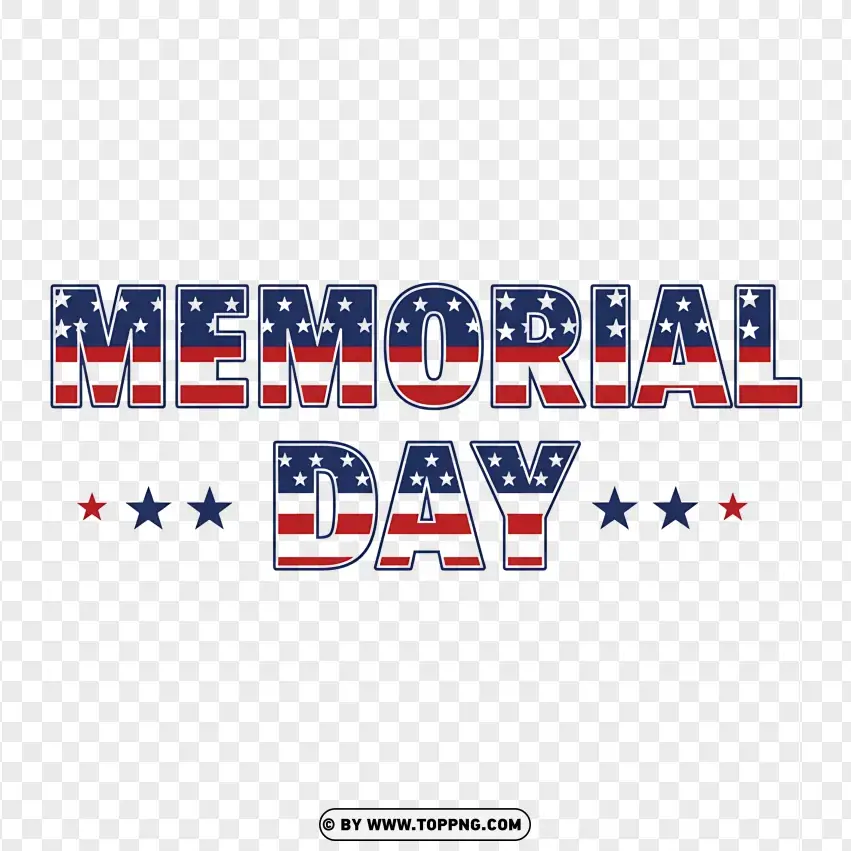 Patriotic Memorial Day Text With Stars And Stripes PNG Transparent Background