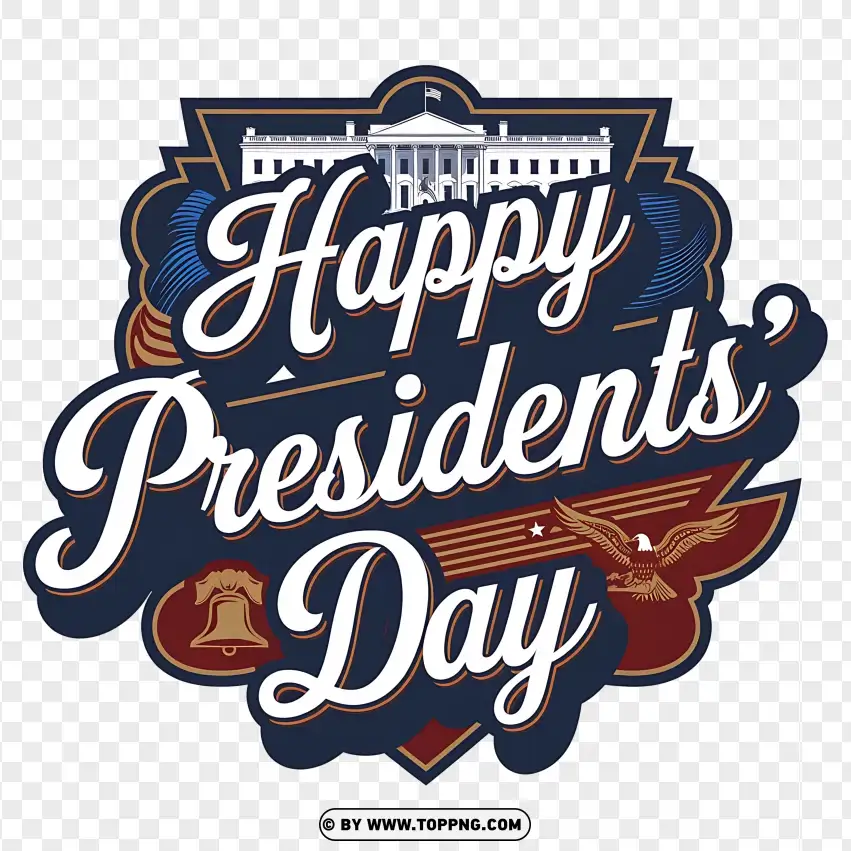 Happy Presidents Day With White House Illustration PNG Transparent Background