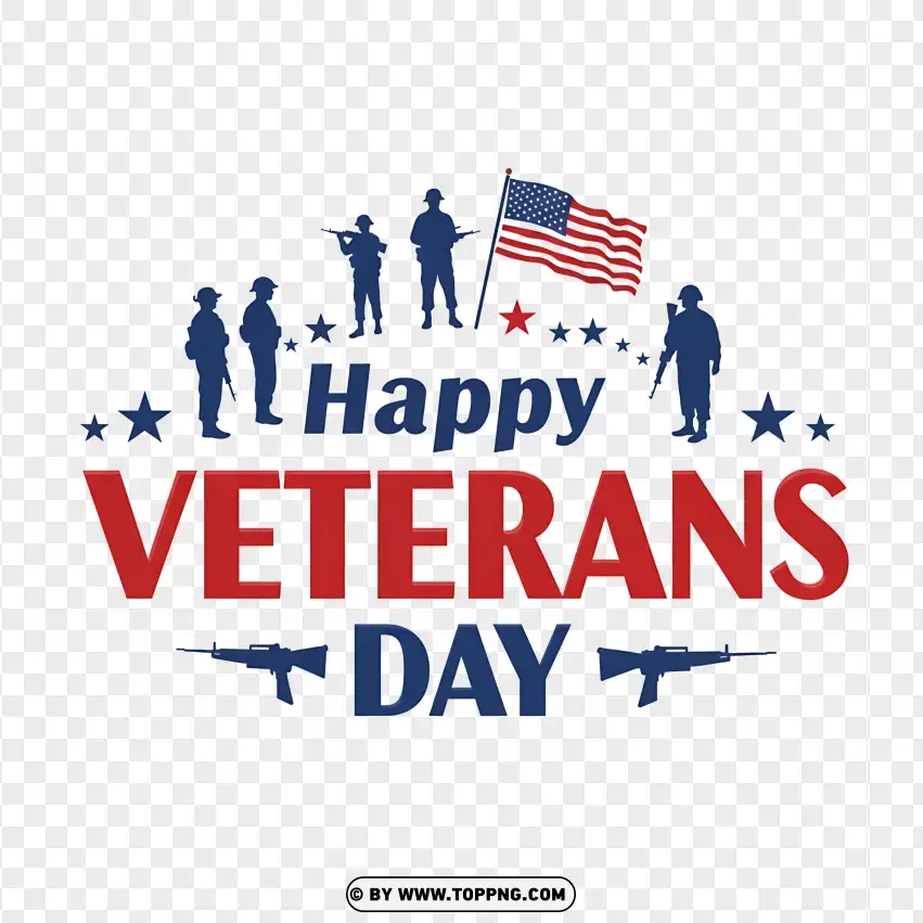 Happy Veterans Day With American Flag PNG Transparent Background