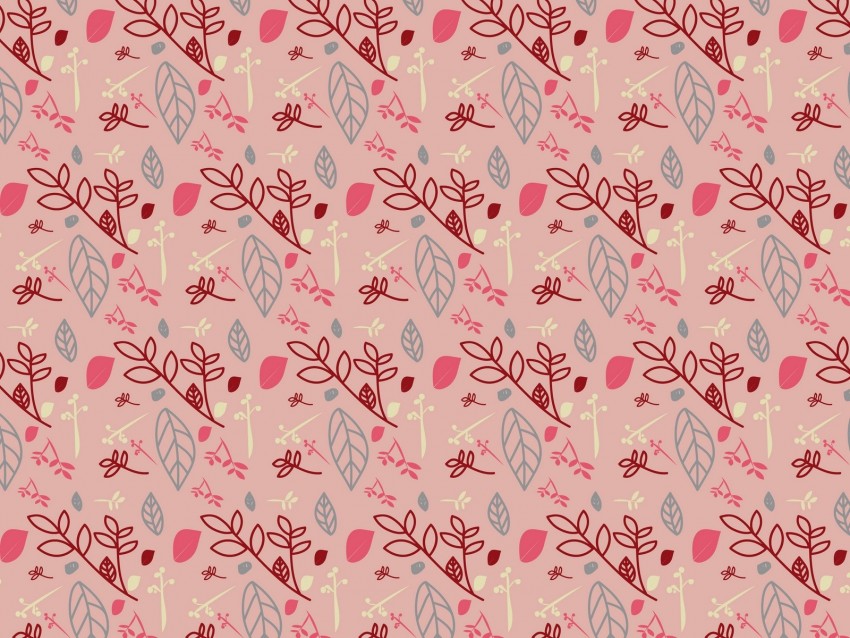 Pattern Branches Leaves Pink Background