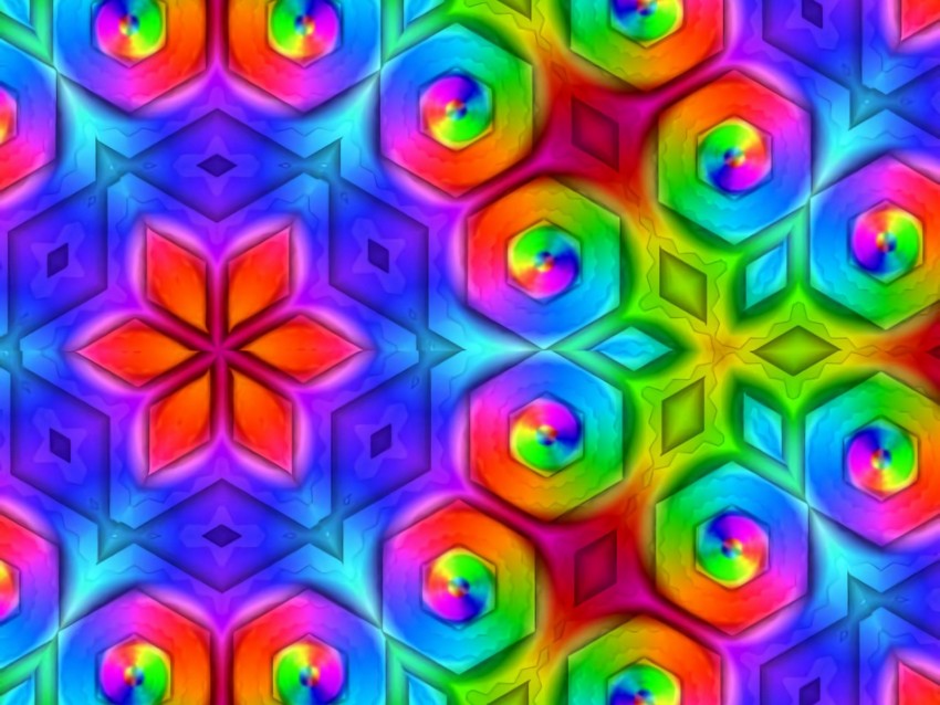 Pattern Colorful Ornament Bright Saturated Background