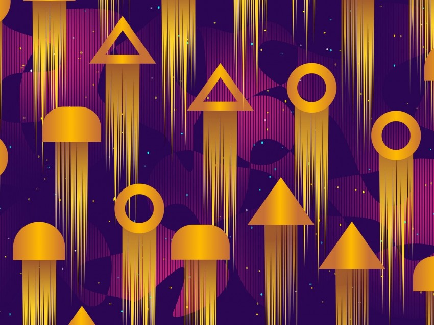 Pattern Geometric Shapes Geometric Bright Circles Triangles Rockets Background