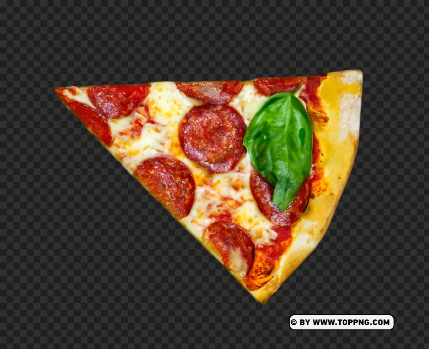 Pepperoni Pizza Slice Realistic Image PNG Transparent Background