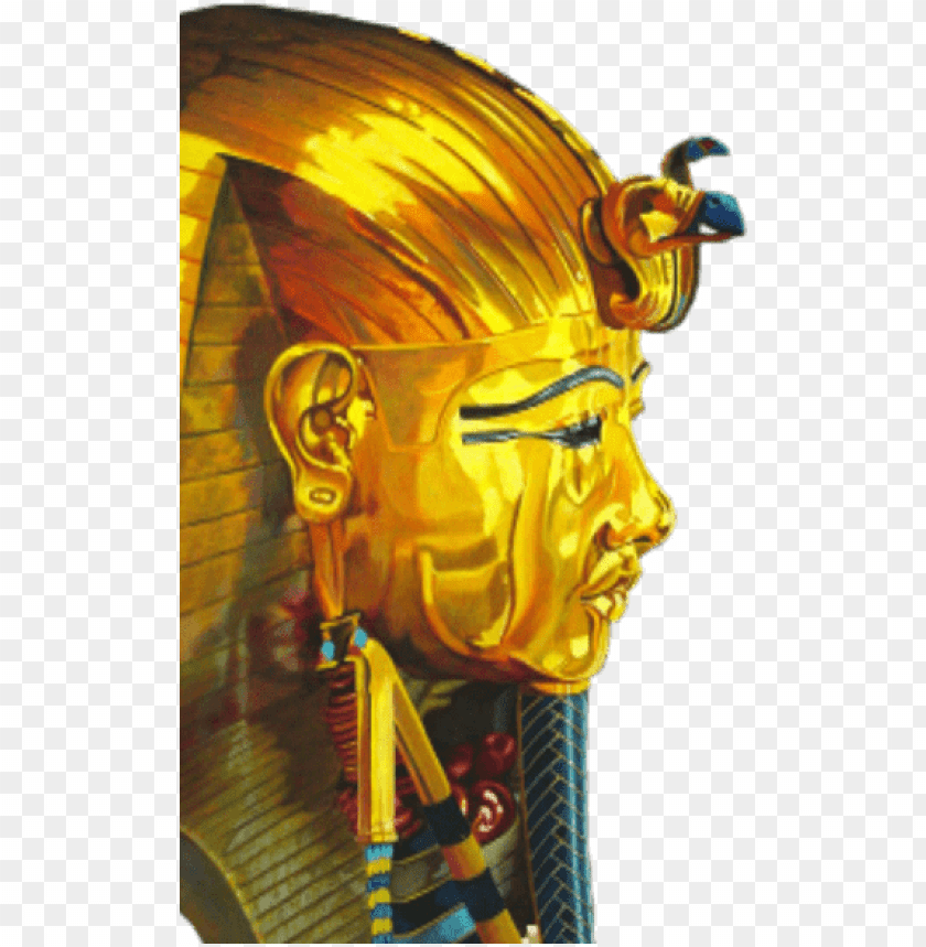 Golden sarcophagus head, representing ancient Egyptian pharaohs PNG