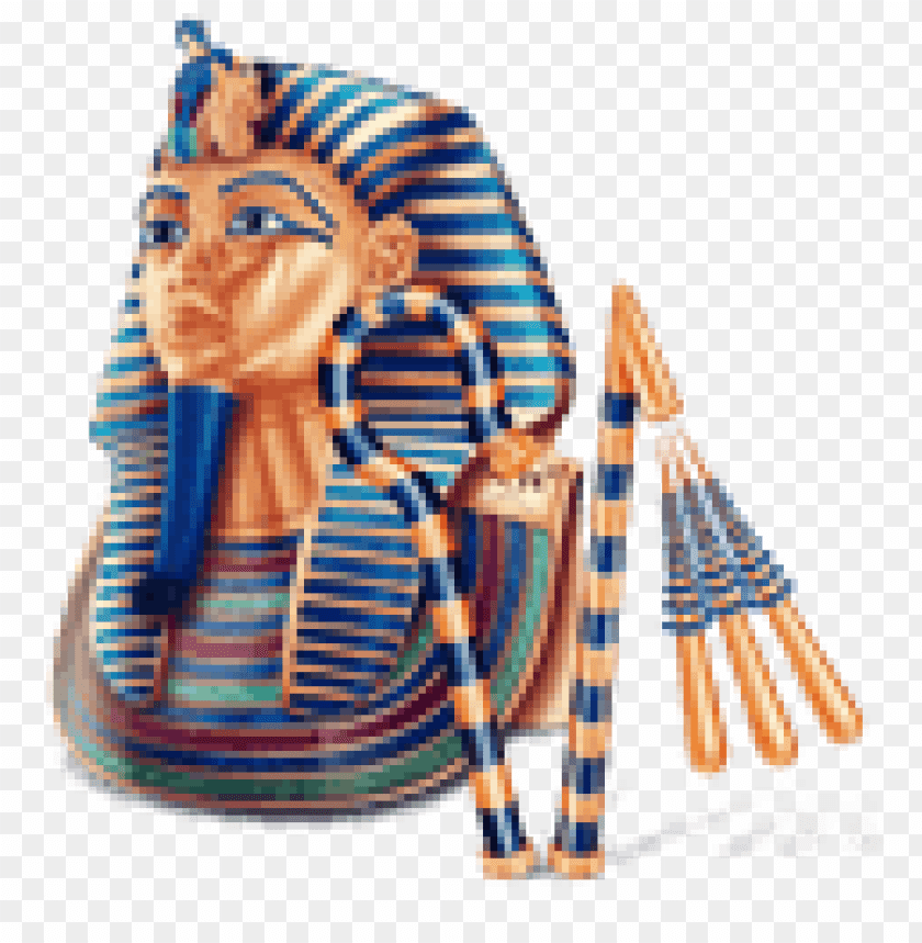 Colorful illustration of an ancient Egyptian pharaoh with ornate accessories PNG