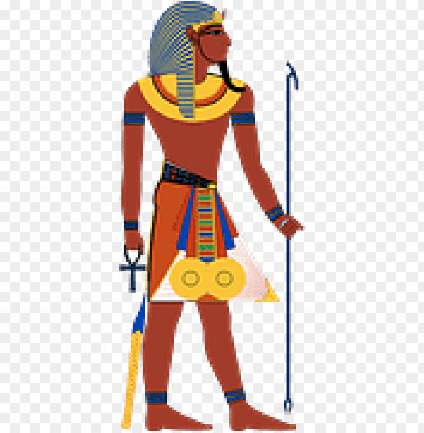 Illustration of an ancient Egyptian king in traditional attire and accessories PNG