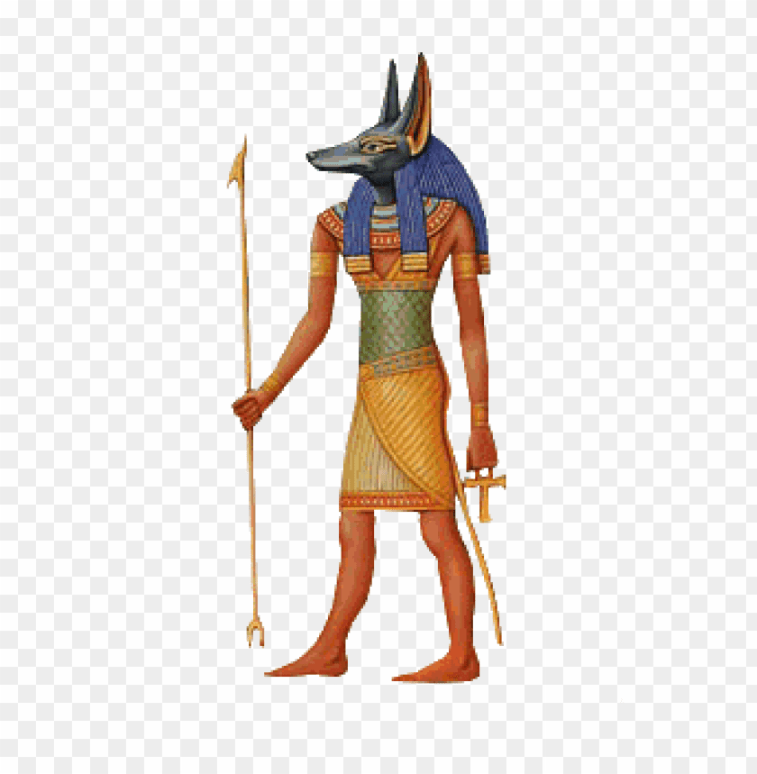 Anubis, the ancient Egyptian god, depicted with a jackal head and a staff PNG