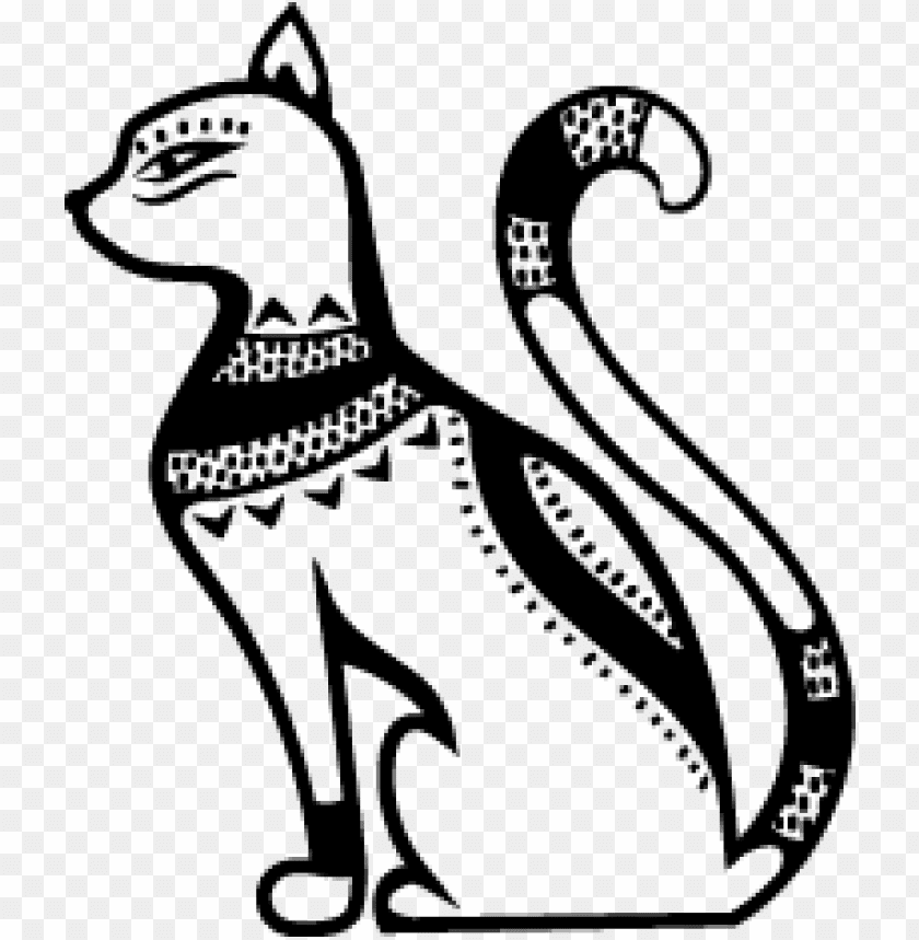 Silhouette of a cat sitting with a whimsical tail desi PNG