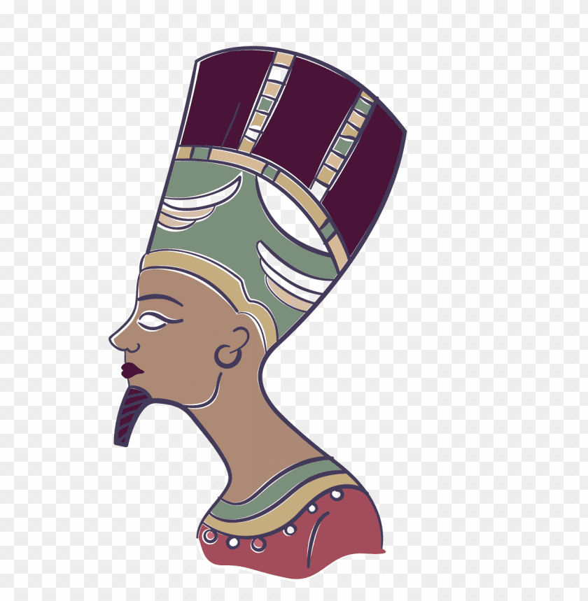 Stylized illustration of a regal woman's profile with a headdress PNG