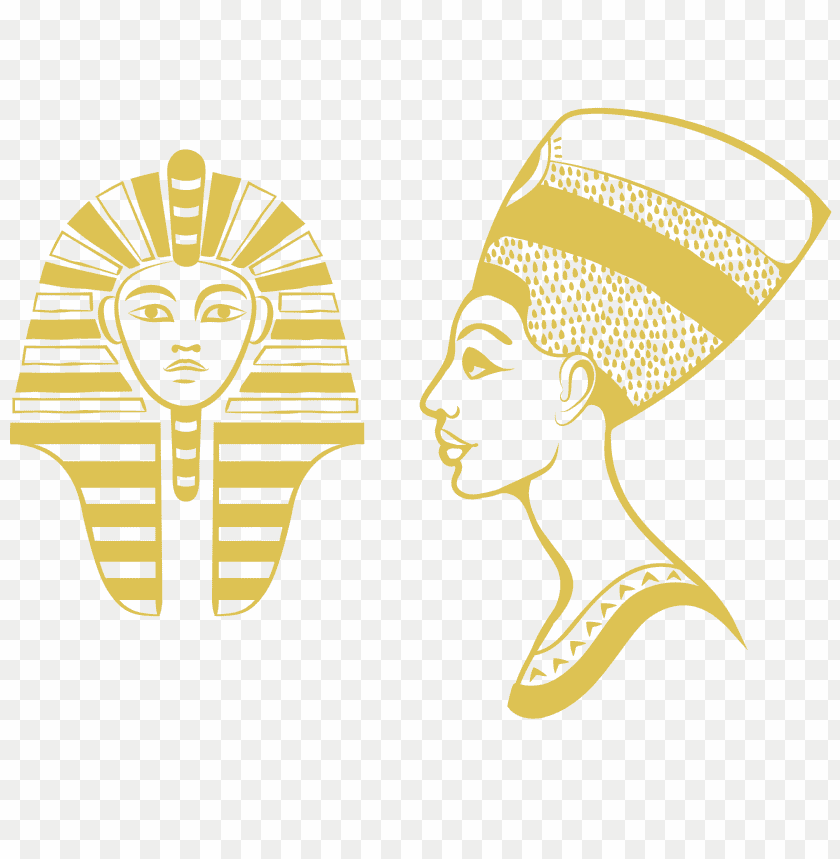 The head of Nefertiti and Tutankhamun in gold