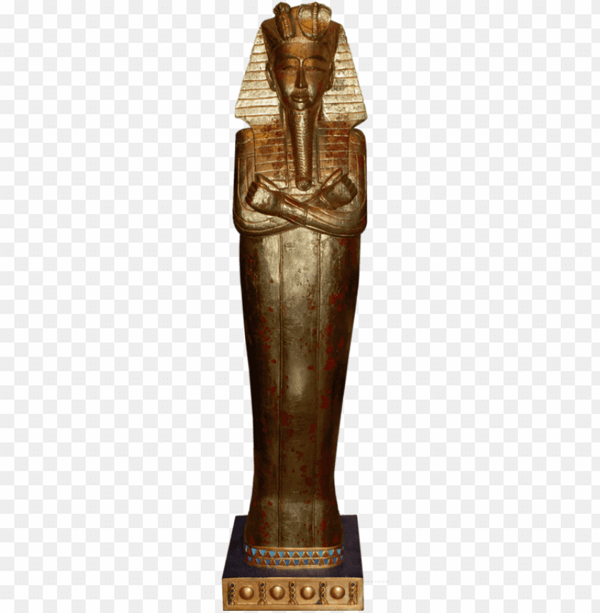 Golden statue of an ancient Egyptian pharaoh with crossed arms PNG