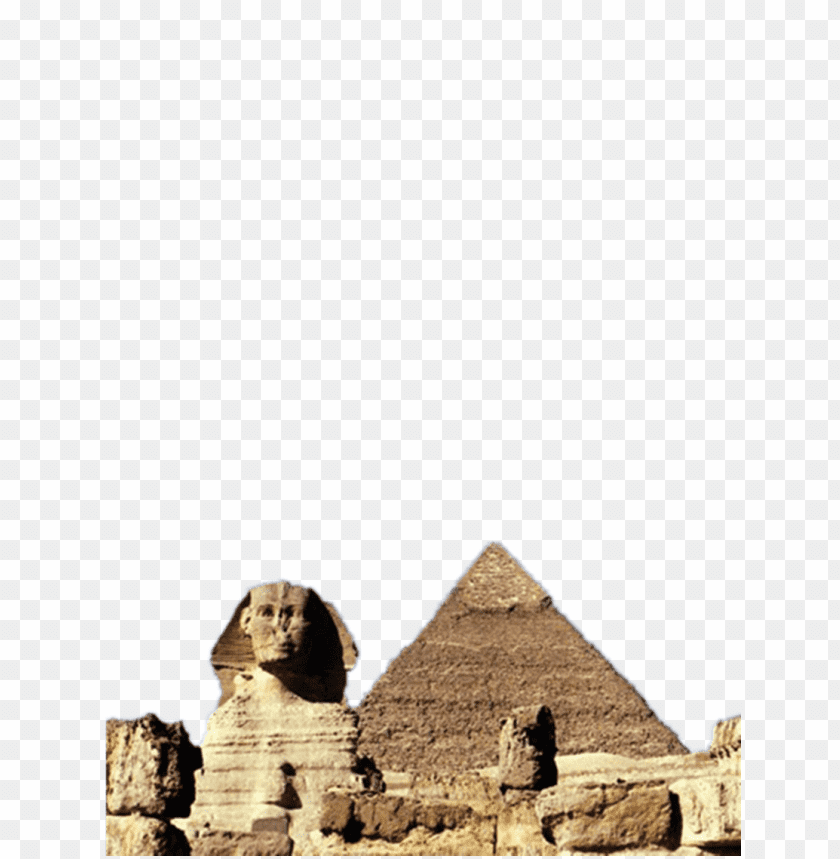 Sphinx and pyramid in Giza, Egypt, showcasing ancient architecture PNG